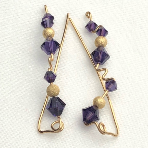 🐷 Handmade Wire Wrapped Climbing Earrings - Picture 1 of 5